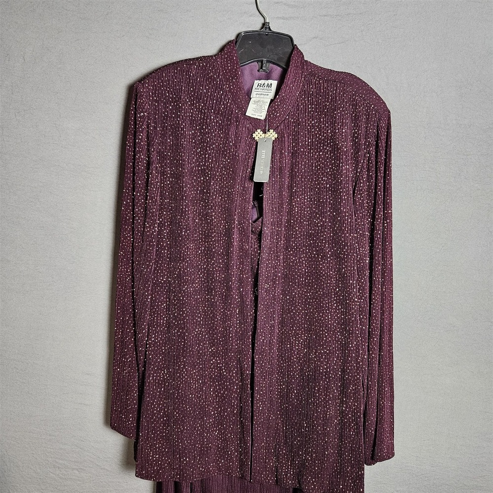 NWT R&M Richards Woman 2pc Plum Glitter Top & Long Dress Set Plus Size 20W